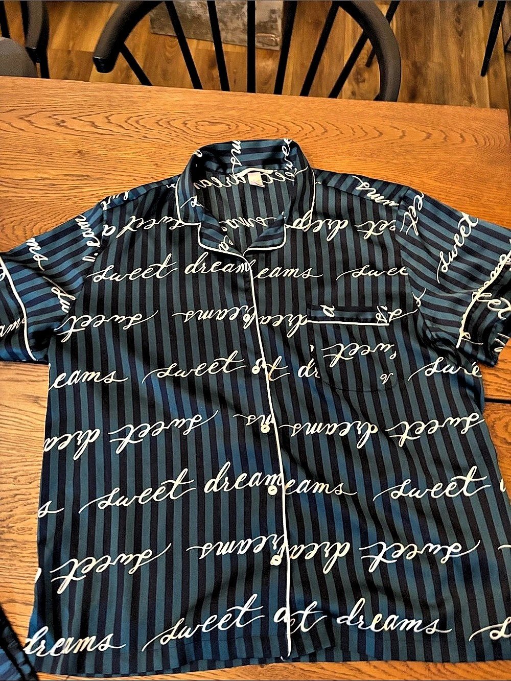Victoria's Secret Signature Satin Short Pajama Set navy & Green XL